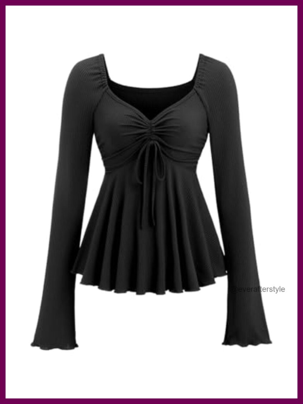 SOLY HUX Women's Long Sleeve Babydoll Peplum Top V Neck Ruffle Tee